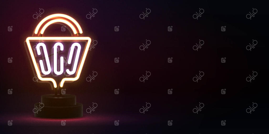 تابلوی نئون واقع‌گرایانه سوپرمارکت