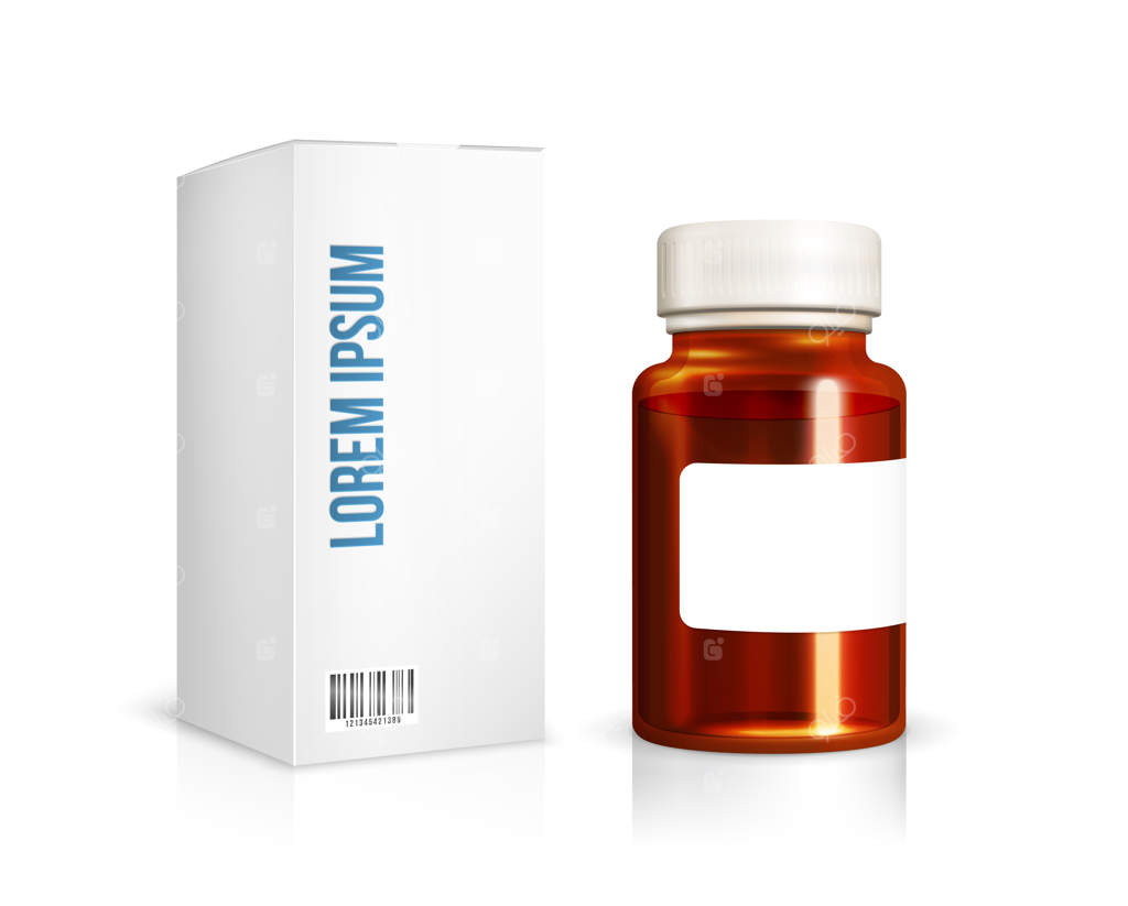 جعبه و بطری داروها و ویتامین‌ها.