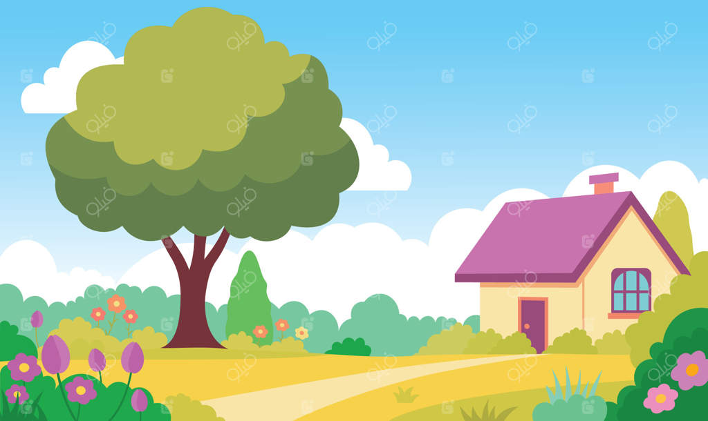 خانه با ساختمان و باغچه پر از گل‌های رنگارنگ در تابستان