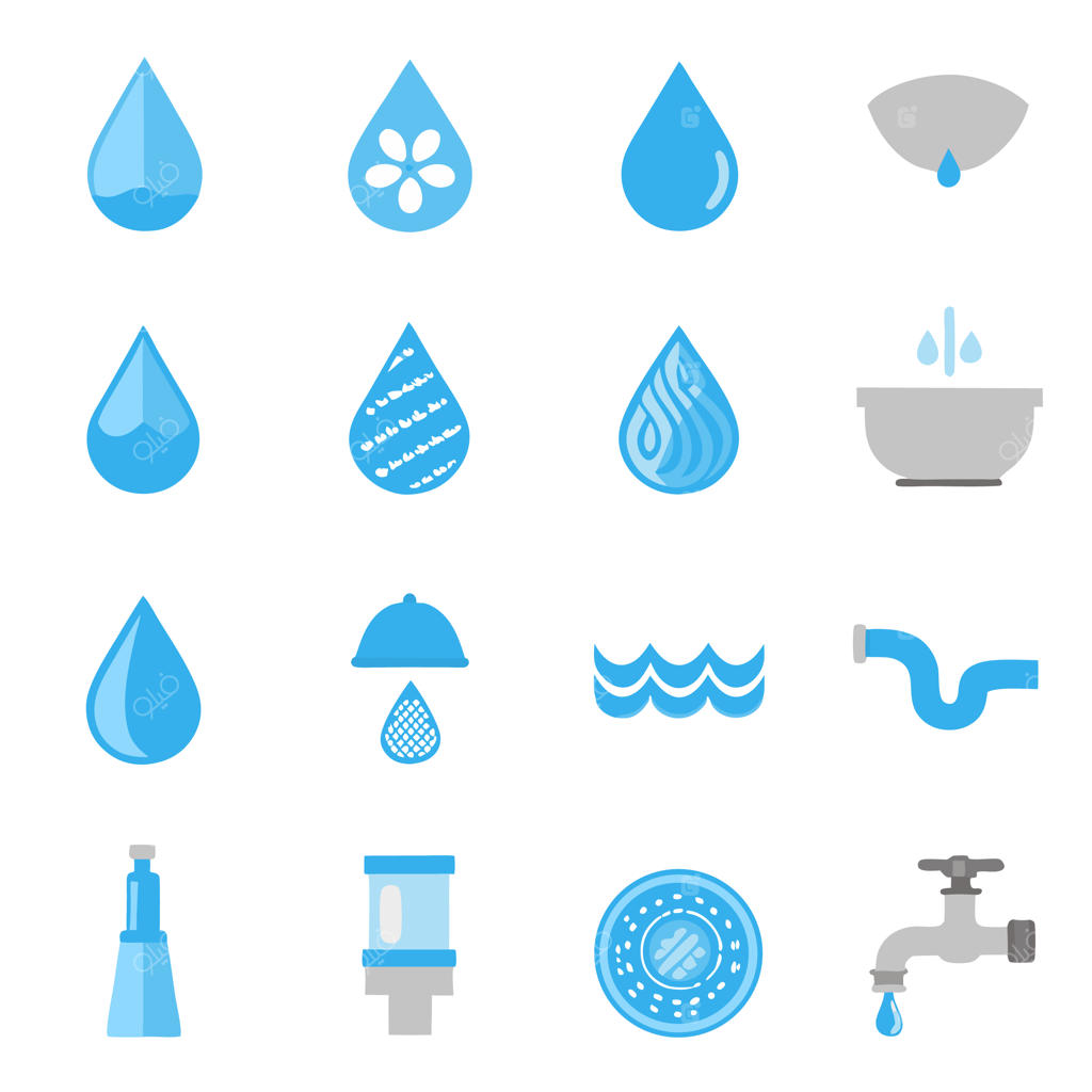 آیکون‌ها و عناصر طراحی قطره آب آبی