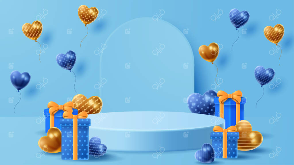 پس‌زمینه تزئین سکوی نمایش تابستانی با تزئینات ساحلی – تصویرسازی سه‌بعدی وکتور