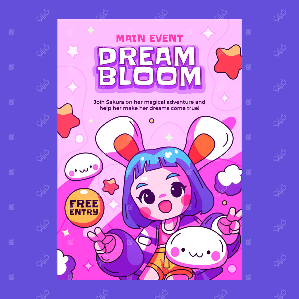 قالب پوستر دست‌ساز کاوایی