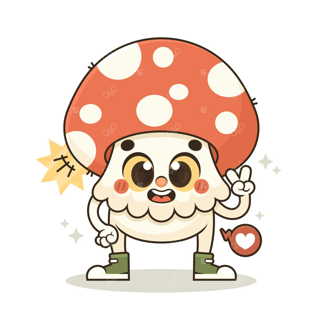 تصویرسازی کارتونی قارچ دست‌کشیده