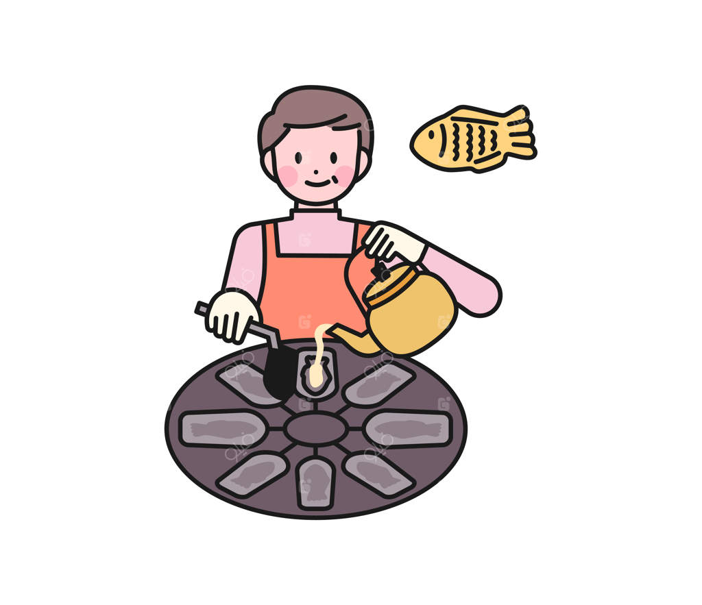 غذاهای خیابانی کره‌ای: فردی که تایاکی می‌پزد