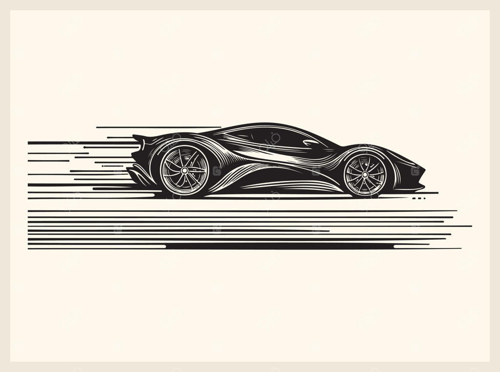 سیلوئت خودروی اسپرت مدرن با رگه‌های حرکت