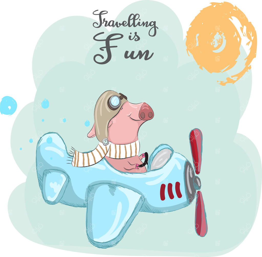 کارتون دستی خوک خلبان بامزه برای بچه‌ها