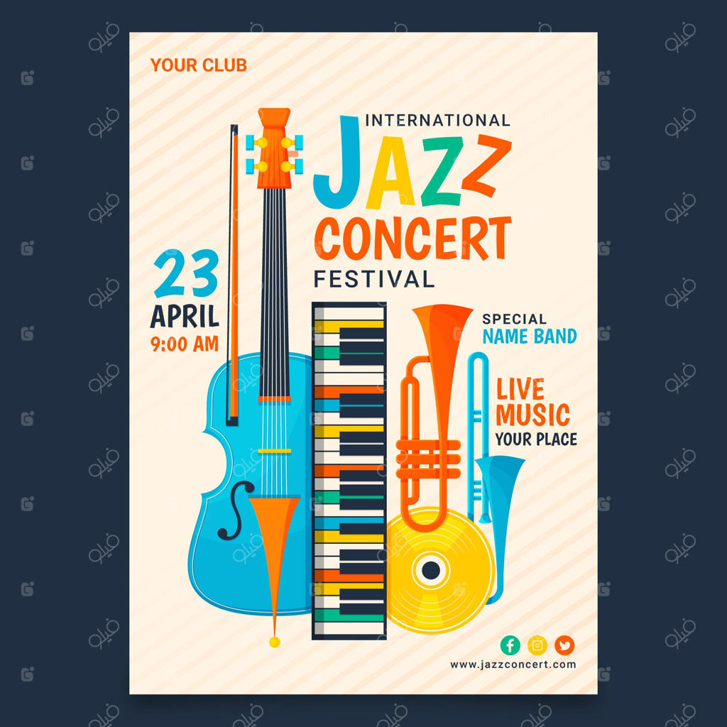 قالب پوستر عمودی برای روز جهانی جاز