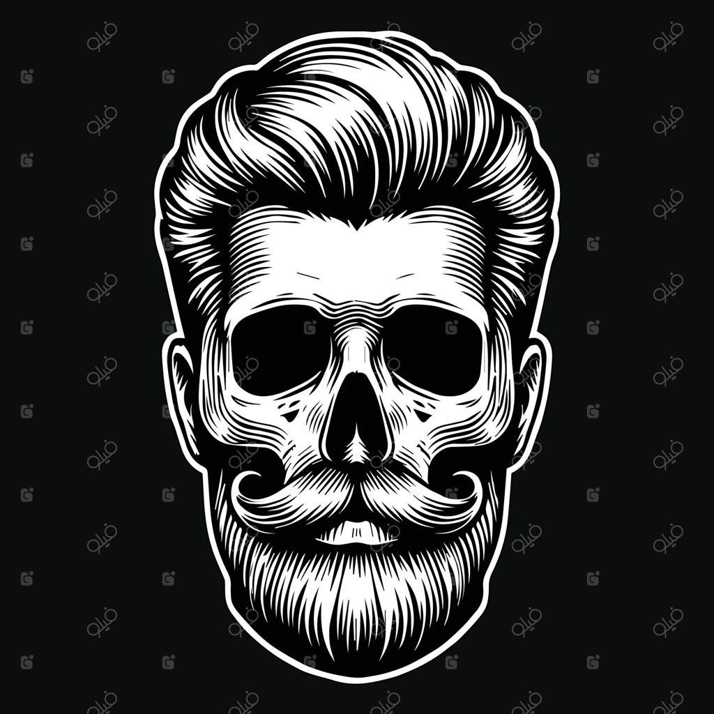 ماسکات جمجمه آرایشگری با طرح سیاه و سفید هنر تاریک