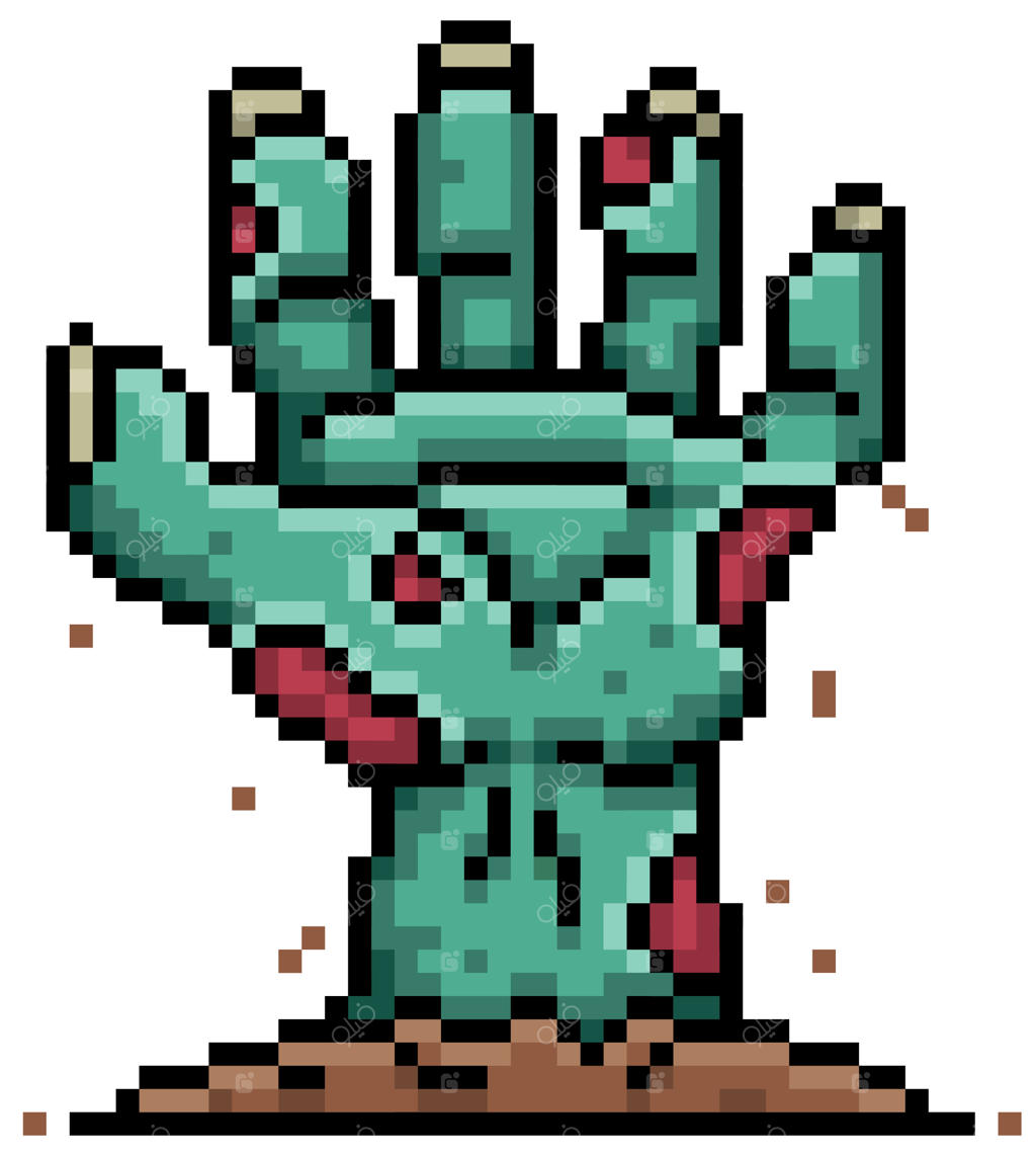 طراحی پیکسلی زامبی کارتونی