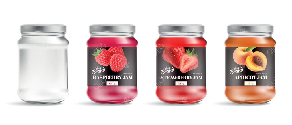 مجموعه شیشه‌های مربای واقع‌گرایانه