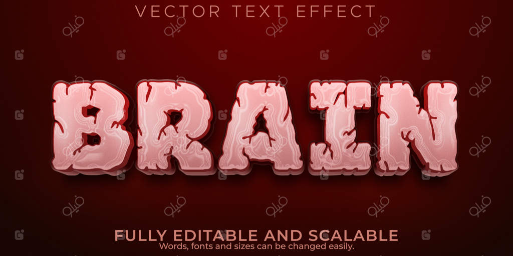 افکت متن قابل ویرایش مغز، سبک فونت پزشک و زیست‌شناسی سه بعدی