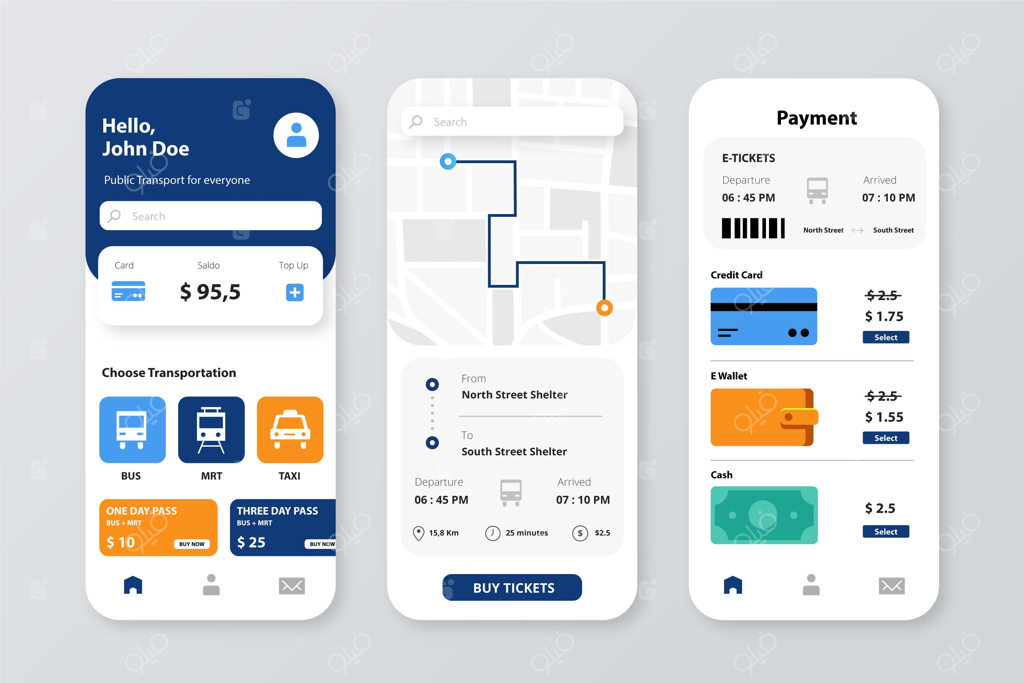 قالب اپلیکیشن موبایل برای حمل‌ونقل عمومی