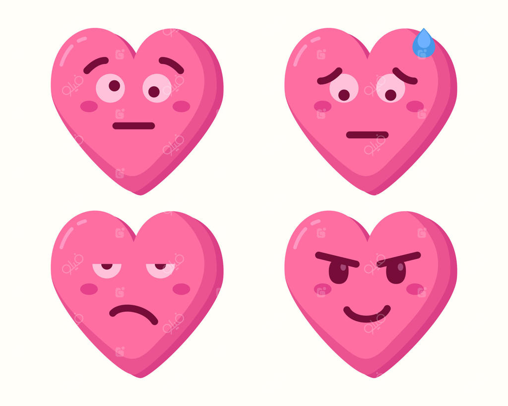 مجموعه آیکون‌های ایموجی قلب صورتی