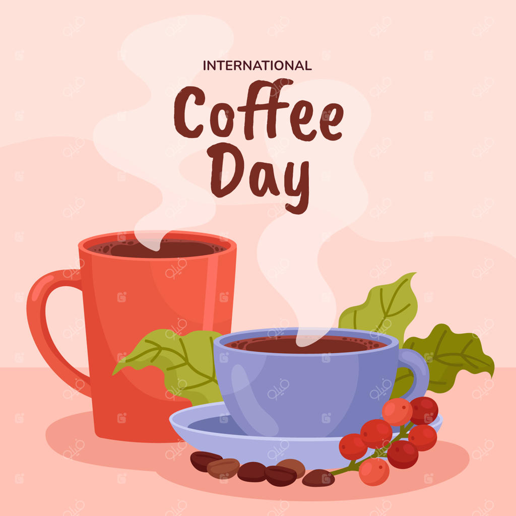 تصویرسازی تخت برای جشن روز جهانی قهوه