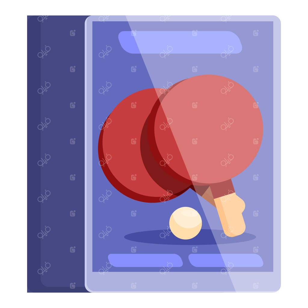 بنر تبلیغاتی فروشگاه لوازم ورزشی با تصویر راکت و توپ پینگ پنگ