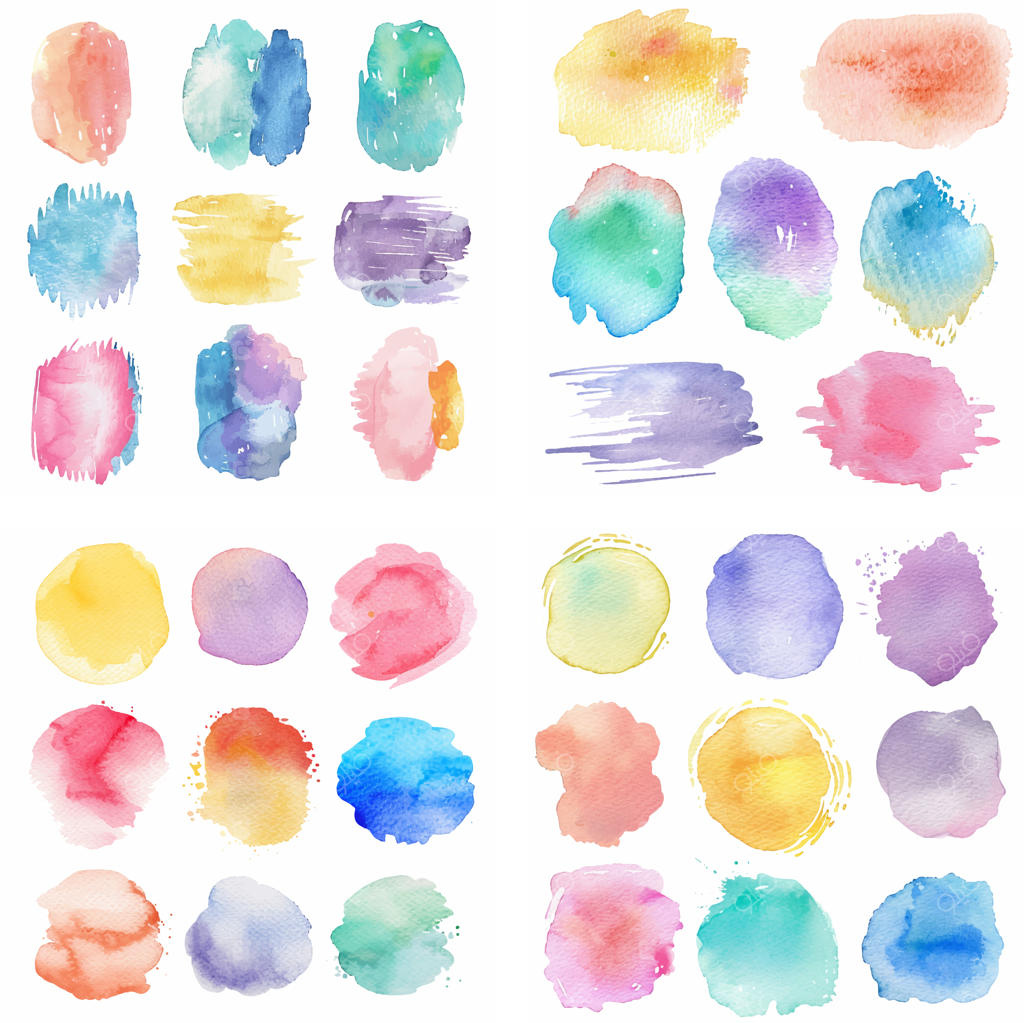 لکه جوهر و ضربه قلم‌موی آبرنگی با بافت زبر و رنگ‌های پاستلی