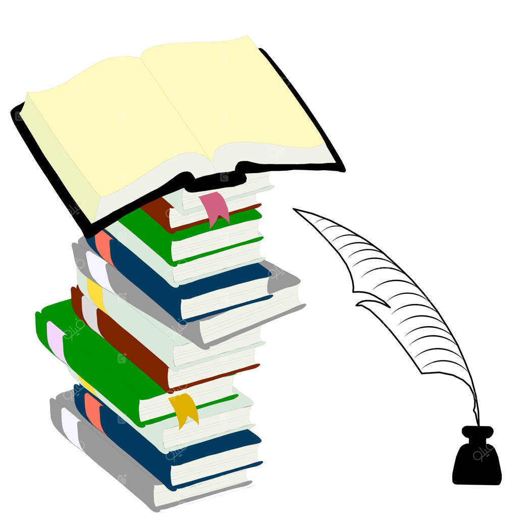 مفهوم آموزش با جوهر و قلم پر و کتاب‌های جلد سخت