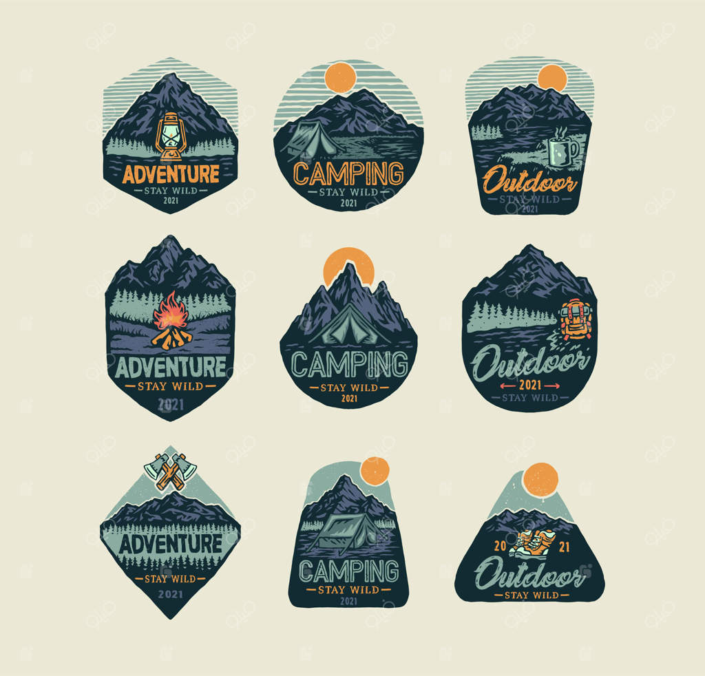 مجموعه‌ای از تصاویر دست‌کشیده و دیجیتال رنگی اردوهای تابستانی قدیمی در فضای باز