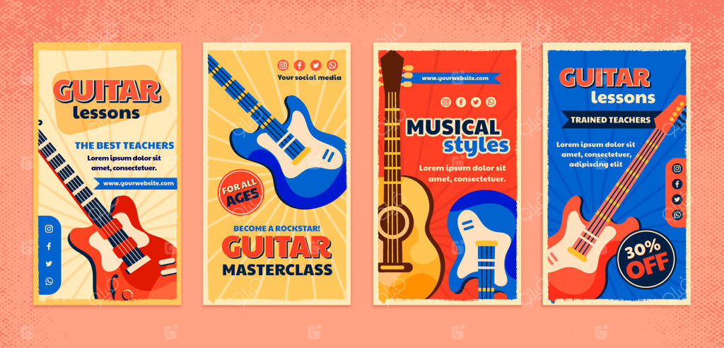 داستان‌های اینستاگرام: آموزش گیتار به سبک طراحی تخت وینتیج