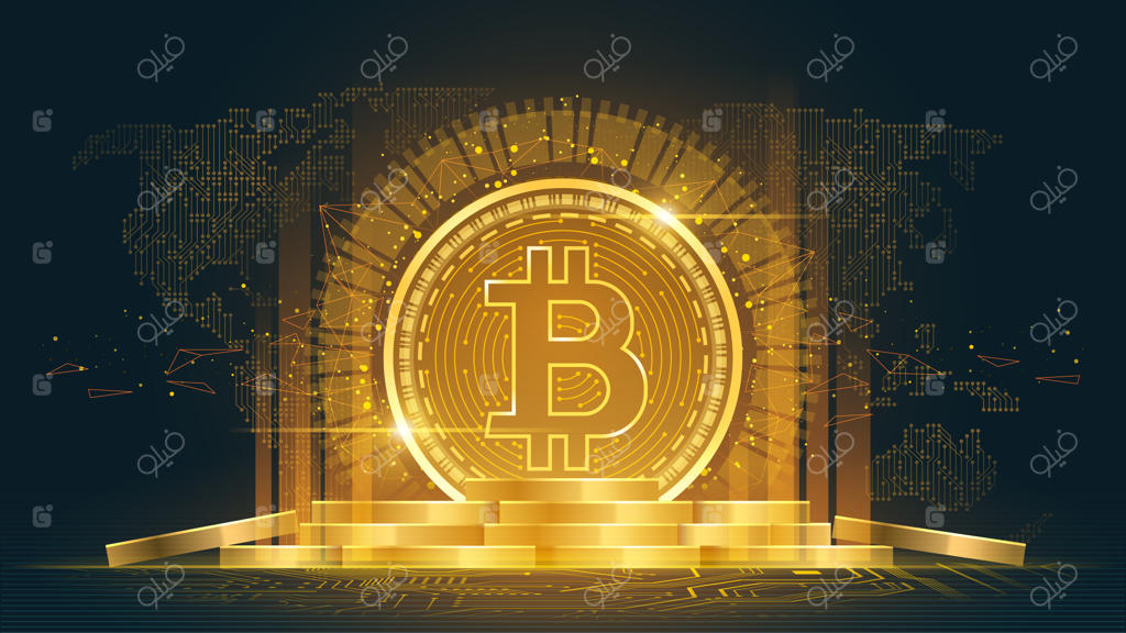 ارز دیجیتال بیت‌کوین همراه با توده‌ای از سکه‌ها