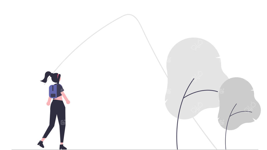 دختری در باغی آرام قدم می‌زند و کوهی در پس‌زمینه، ترکیبی هماهنگ از طبیعت، سادگی و زیبایی آرام را به سبک مینیمالیستی به تصویر می‌کشد.