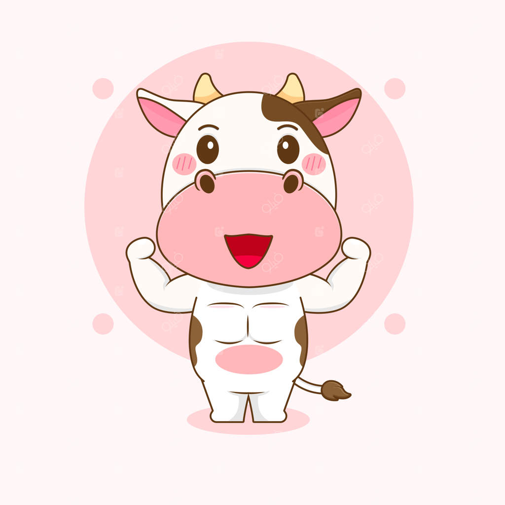 تصویر کارتونی شخصیت گاو قوی و بانمک