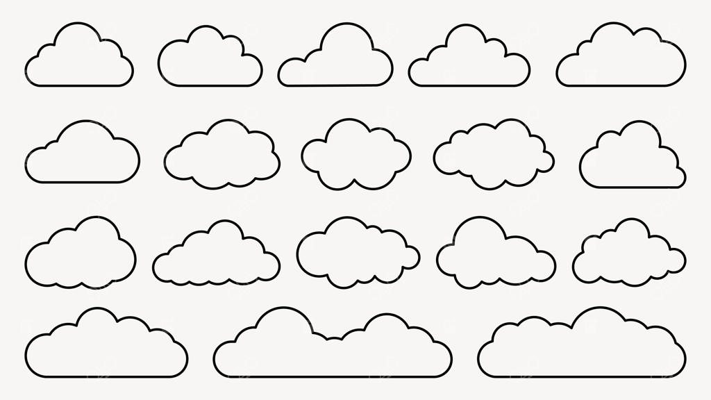 مجموعه‌ای از ۱۸ طرح ابر در اشکال و اندازه‌های مختلف برای تم‌های آب و هوا، آسمان و طبیعت