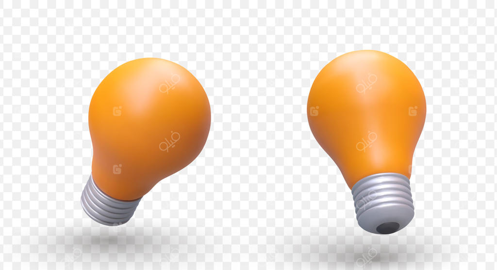 مجموعه سه بعدی و واقعی لامپ زرد در زوایای مختلف؛ محصولی برای فروشگاه‌های لوازم روشنایی