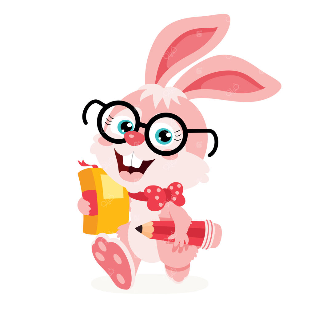 تصویرسازی کارتونی خرگوش دانش‌آموز