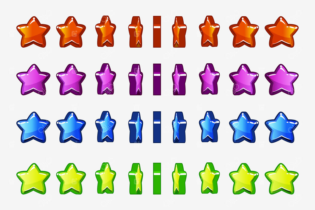 مجموعه‌ای از ستاره‌های رنگی کارتونی