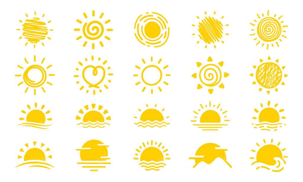 عناصر تزئینی کارتون خورشید دست‌ساز ساده برای هوای صبحگاهی کودکان