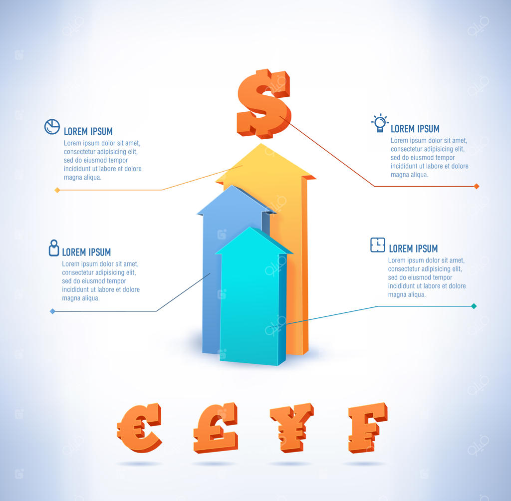 نمودار پله‌ای پیکان سه‌بعدی برای کسب‌و‌کار: طرح‌بندی گردش‌کار، بنر، گزینه‌های شماره‌گذاری، انتخاب‌های مرحله‌ای، طراحی وب و اینفوگرافیک.