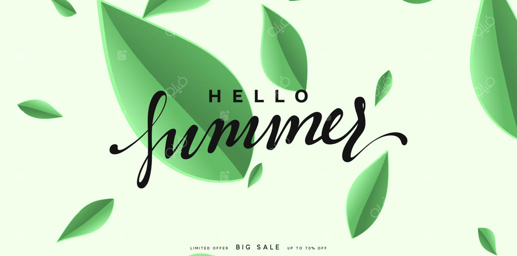 تصویر پس‌زمینه با برگ‌های سبز: فصل تابستان و بهار. پوستر برگ‌های استوایی. وکتور تصویرسازی