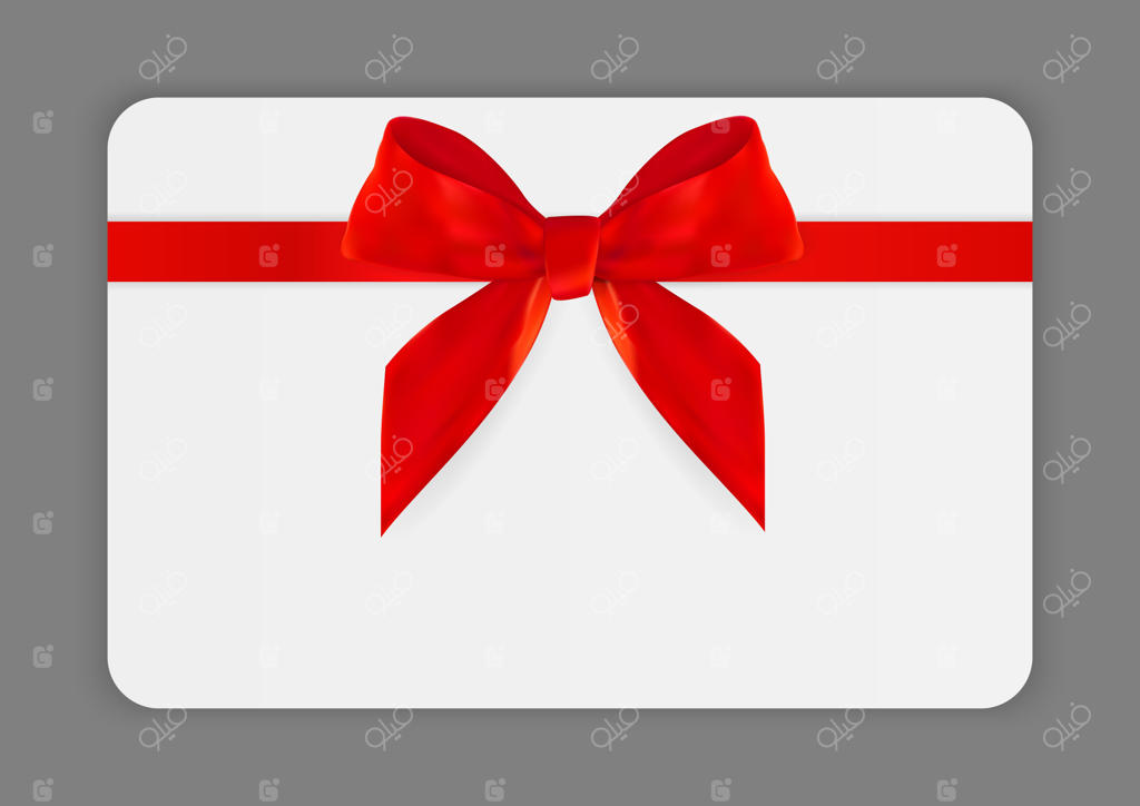 قالب کارت هدیه خالی با پاپیون و روبان قرمز