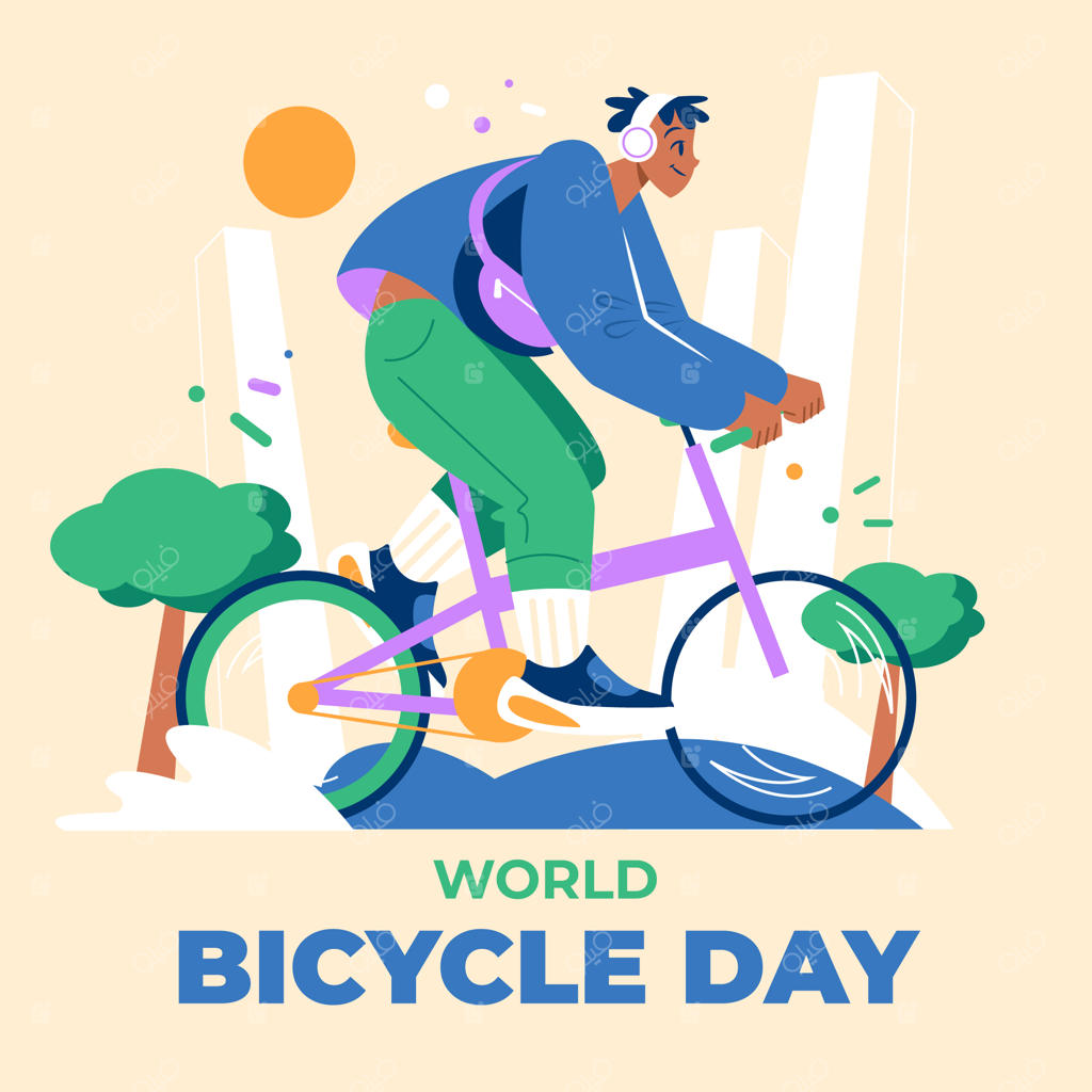 تصویرسازی تخت برای جشن روز جهانی دوچرخه سواری