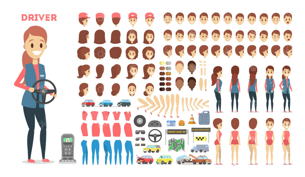 شخصیت راننده زن برای انیمیشن با نماهای مختلف آماده شد