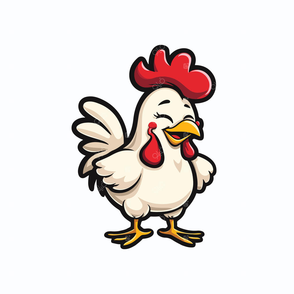 جوجه سفید بامزه در حالتی ایستاده، طراحی شده به صورت کارتونی و دوست‌داشتنی