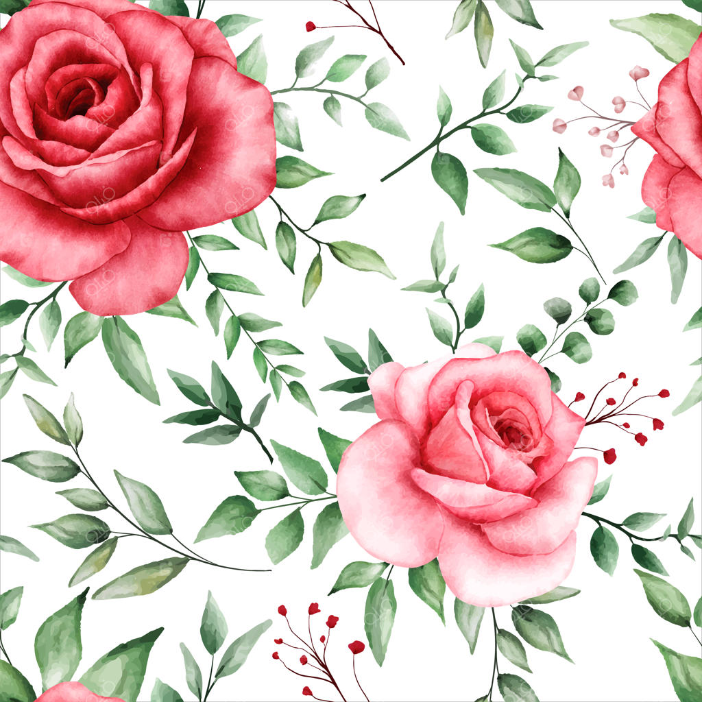 الگوی بدون درز عاشقانه با گل زرشکی