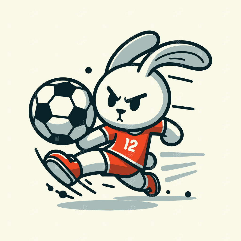 تصویر لوگوی شاد و بازیگوش خرگوش فوتبال برای ورزش‌ها