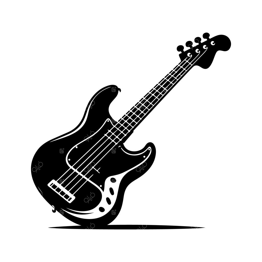 تصویرسازی وکتور سایه‌نمای گیتار باس