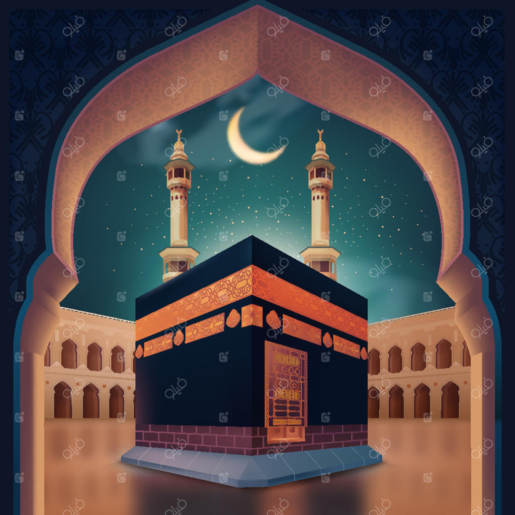 پس‌زمینه واقعی حج با تصویر کعبه