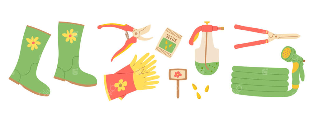 مجموعه‌ای از ابزارهای باغبانی: تصویرسازی برای کشاورزی، محوطه‌سازی، کاشت و نگهداری باغ