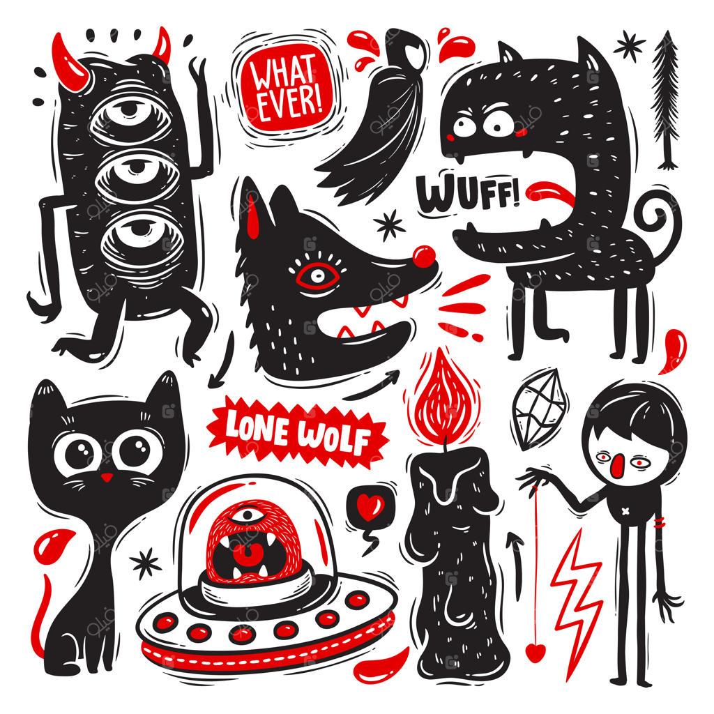 مجموعه‌ای از نقاشی‌های خنده‌دار با هیولاها