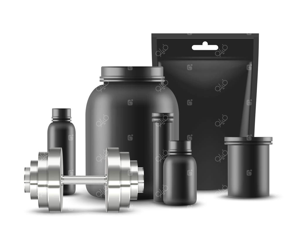 طرح‌های قالب ظرف‌های تغذیه ورزشی بر روی پس‌زمینه سفید