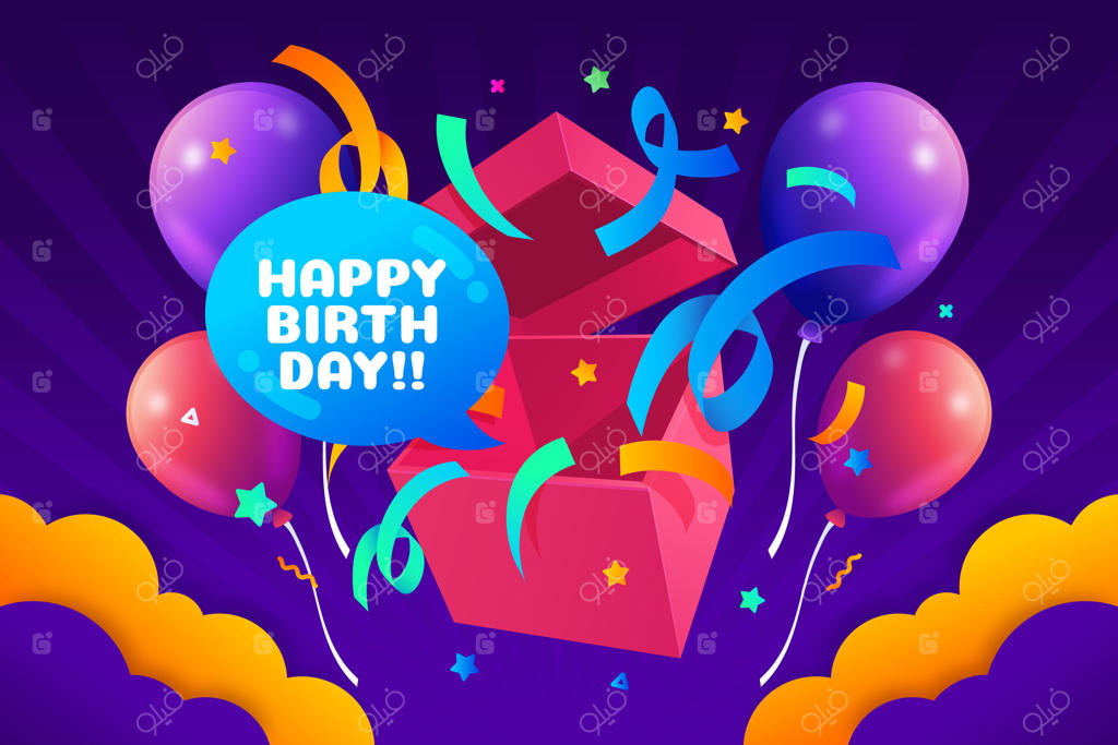پس‌زمینه تولد رنگارنگ با طراحی ساده