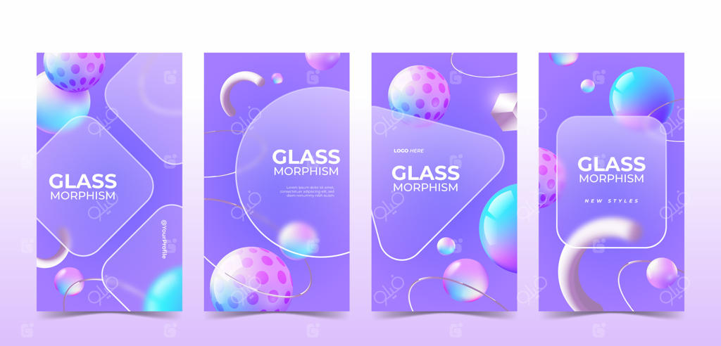 مجموعه استوری‌های اینستاگرام با افکت شیشه‌ای گرادیان