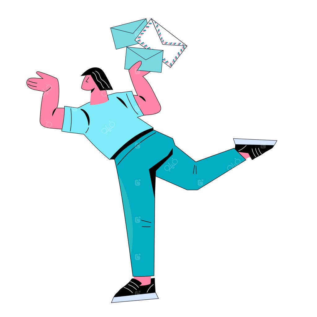 دریافت اعلان‌های خبری مردانه ایزوله شده به صورت تصویر برداری وکتوری تخت ایمیل پیام رسانی