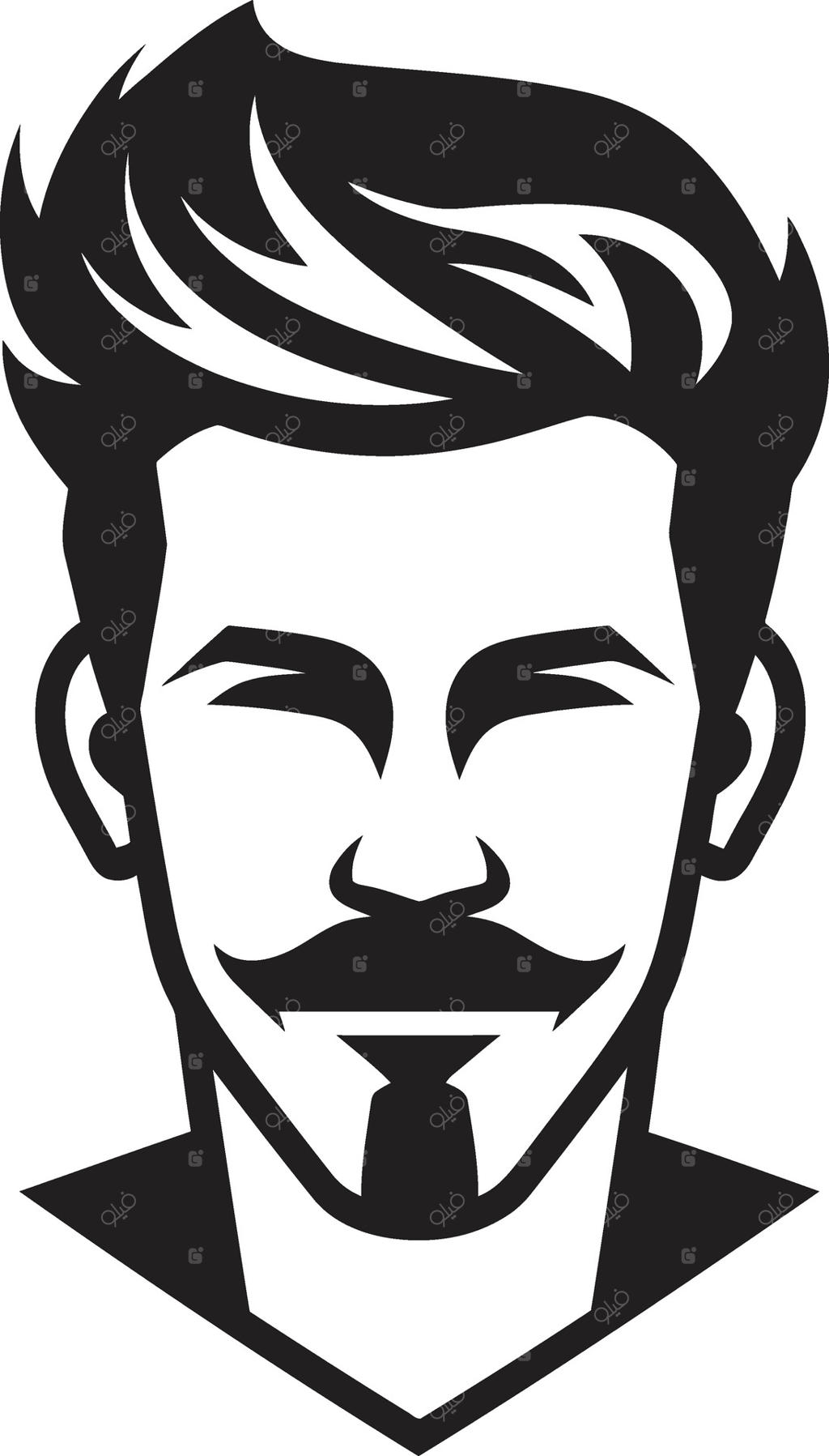 نشان کاریزماتیک مدرن: طراحی وکتور لوگوی مردانه با چهره‌ای قوی و مقاوم