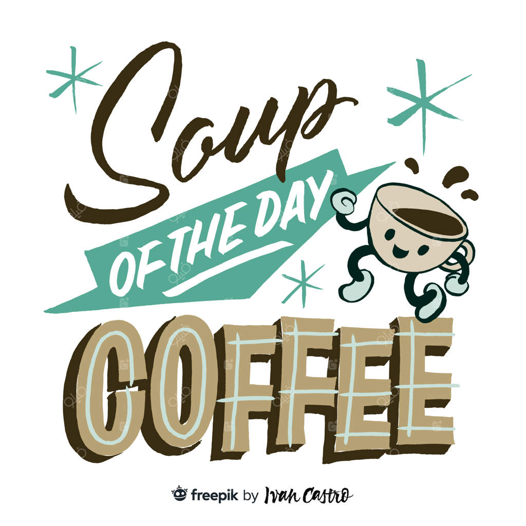 خطاطی نوشته قهوه به جای سوپ روز