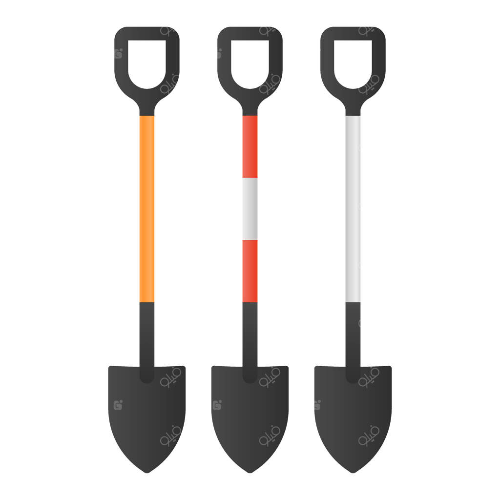 ابزار بیل باغبانی: بیل ساده باغبانی بر روی زمینه سفید. آیکون بیل.